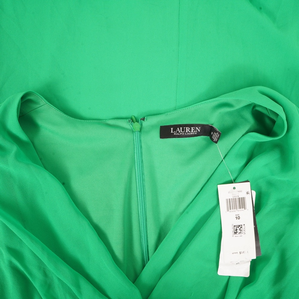 NWT Gorgeous $145 Lauren Ralph Lauren Green Light Long Sleeve Dress Size 10 - Picture 8 of 8